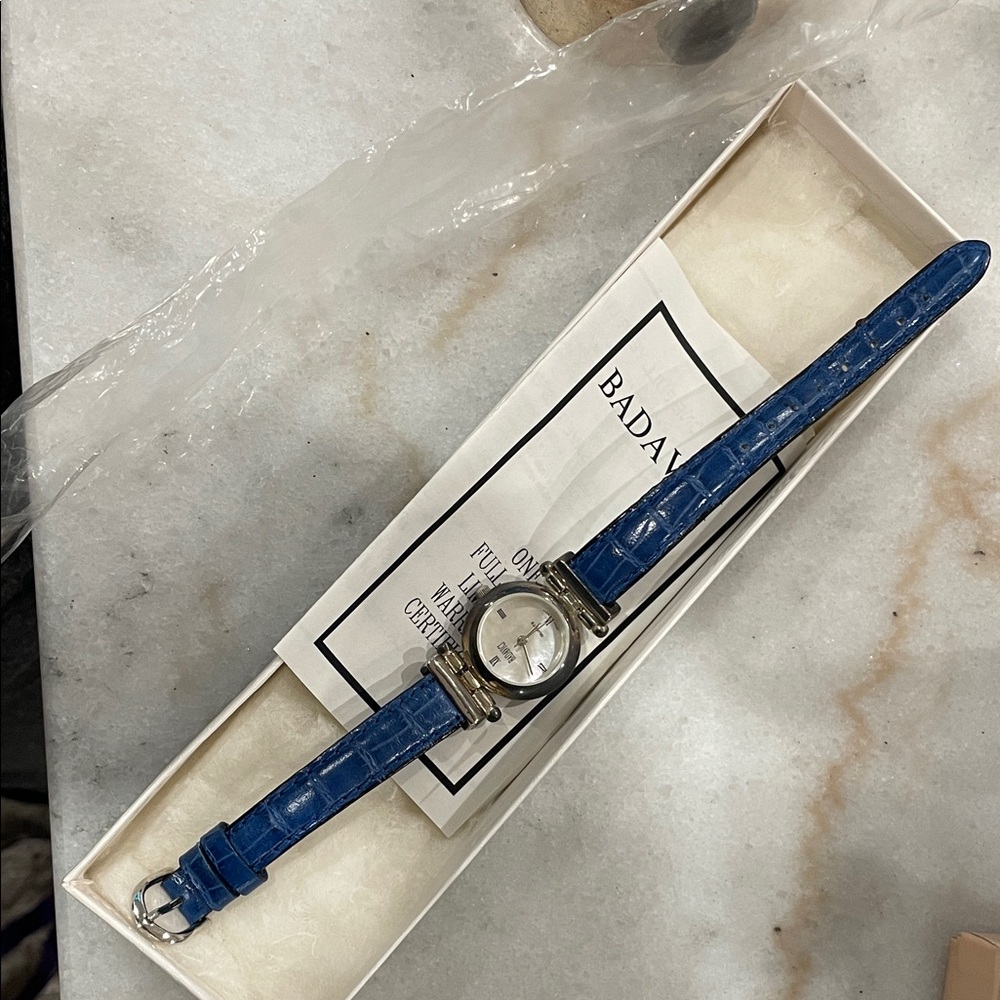 Ladies BADAVICI 925 Sterling Silver Abalone MOP Quartz Leather Watch - Picture 6 of 6